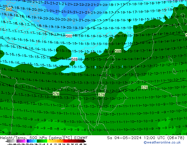 Z500/Rain (+SLP)/Z850 ECMWF sam 04.05.2024 12 UTC