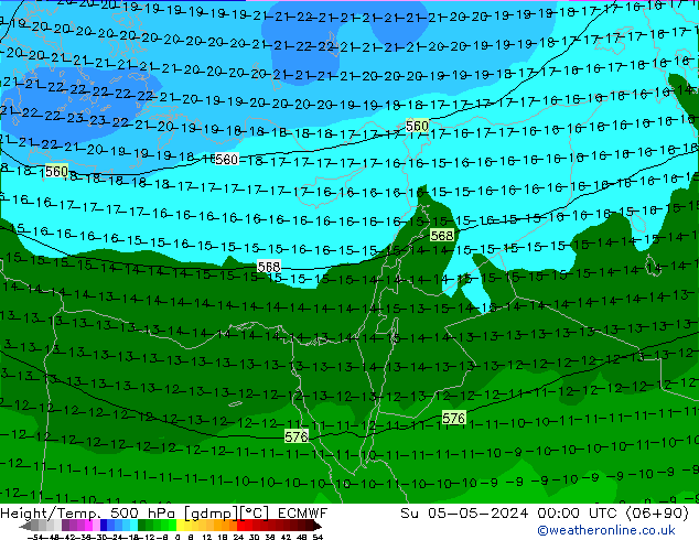 Height/Temp. 500 hPa ECMWF Su 05.05.2024 00 UTC