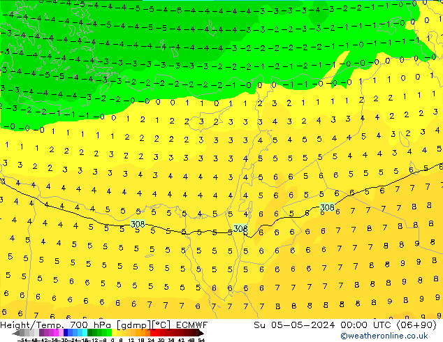 Height/Temp. 700 hPa ECMWF Su 05.05.2024 00 UTC