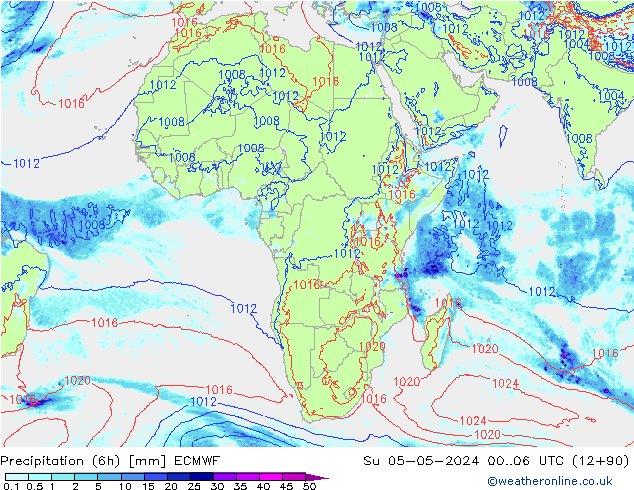 Z500/Yağmur (+YB)/Z850 ECMWF Paz 05.05.2024 06 UTC