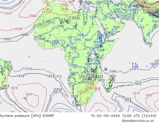 ciśnienie ECMWF czw. 02.05.2024 12 UTC