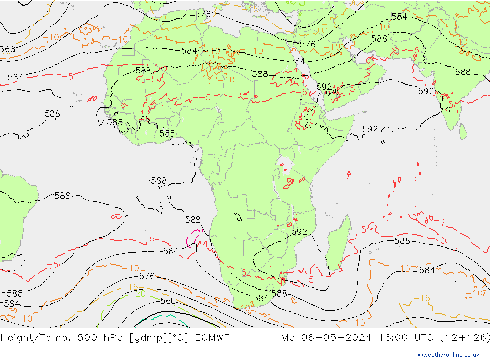 Hoogte/Temp. 500 hPa ECMWF ma 06.05.2024 18 UTC