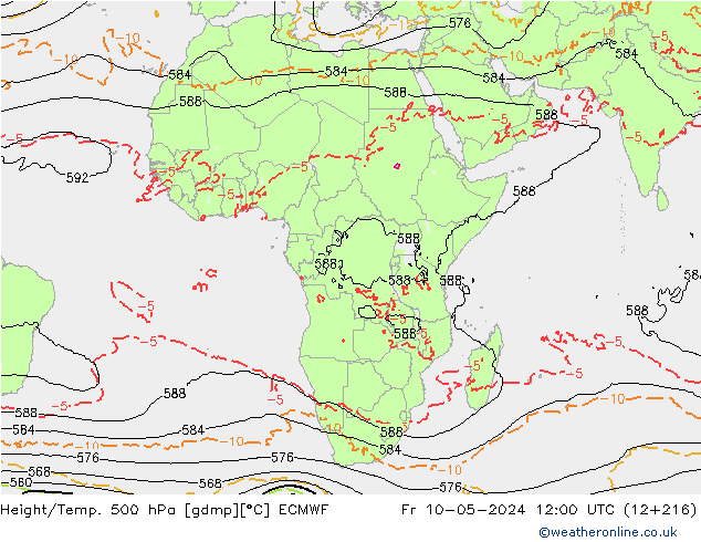 Height/Temp. 500 hPa ECMWF  10.05.2024 12 UTC