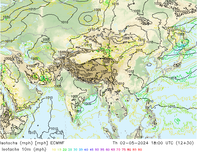 Isotachen (mph) ECMWF Do 02.05.2024 18 UTC