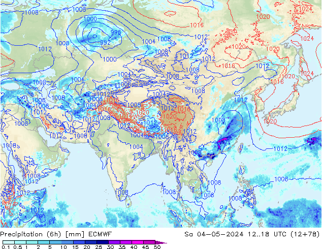 Z500/Rain (+SLP)/Z850 ECMWF sam 04.05.2024 18 UTC