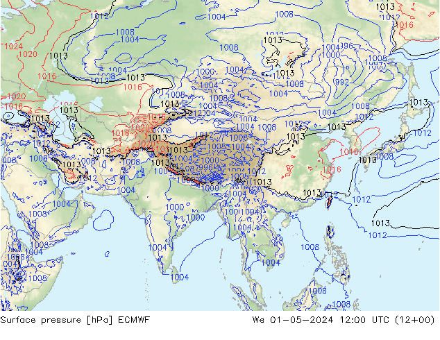 Yer basıncı ECMWF Çar 01.05.2024 12 UTC