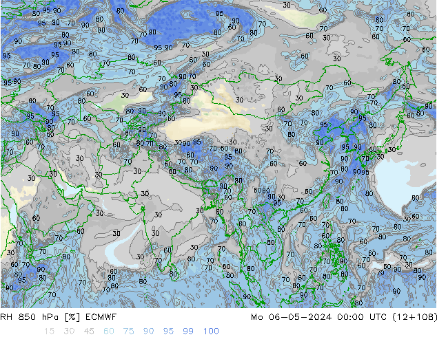 RH 850 гПа ECMWF пн 06.05.2024 00 UTC