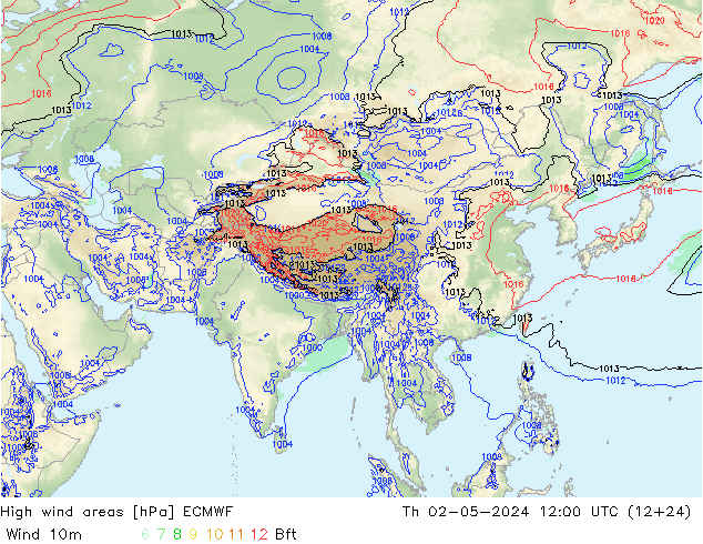 High wind areas ECMWF jeu 02.05.2024 12 UTC