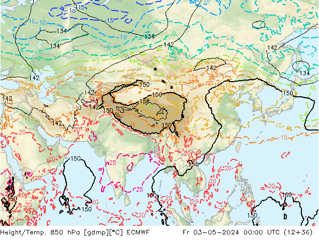 Z500/Yağmur (+YB)/Z850 ECMWF Cu 03.05.2024 00 UTC