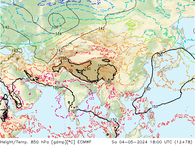 Z500/Rain (+SLP)/Z850 ECMWF sam 04.05.2024 18 UTC