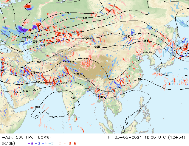 T-Adv. 500 hPa ECMWF Fr 03.05.2024 18 UTC