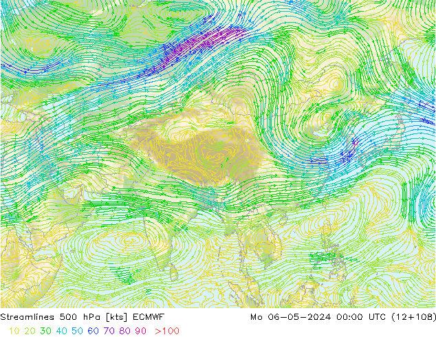 Stroomlijn 500 hPa ECMWF ma 06.05.2024 00 UTC