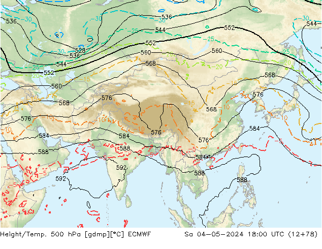 Z500/Rain (+SLP)/Z850 ECMWF sam 04.05.2024 18 UTC