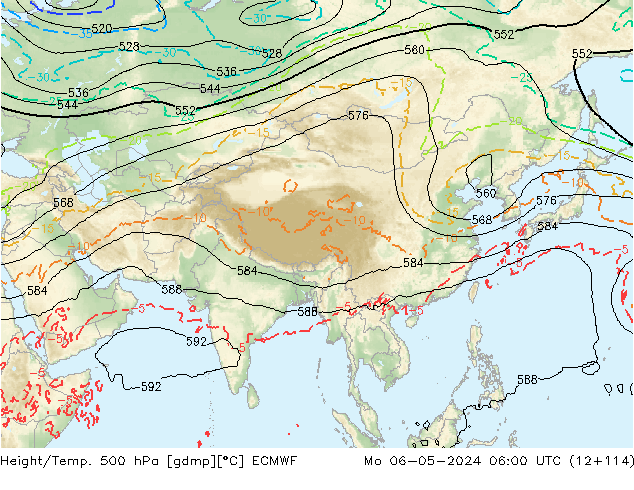 Z500/Rain (+SLP)/Z850 ECMWF lun 06.05.2024 06 UTC