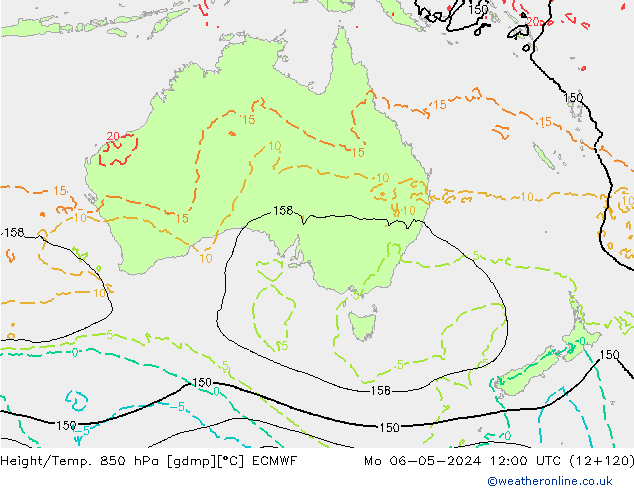 Z500/Rain (+SLP)/Z850 ECMWF pon. 06.05.2024 12 UTC