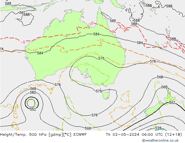 Z500/Rain (+SLP)/Z850 ECMWF czw. 02.05.2024 06 UTC