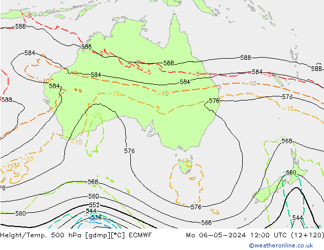 Z500/Rain (+SLP)/Z850 ECMWF pon. 06.05.2024 12 UTC