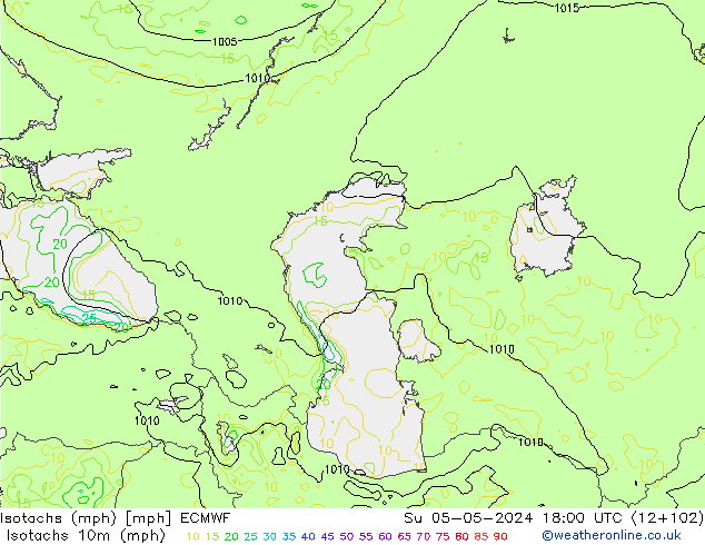 Isotachen (mph) ECMWF zo 05.05.2024 18 UTC