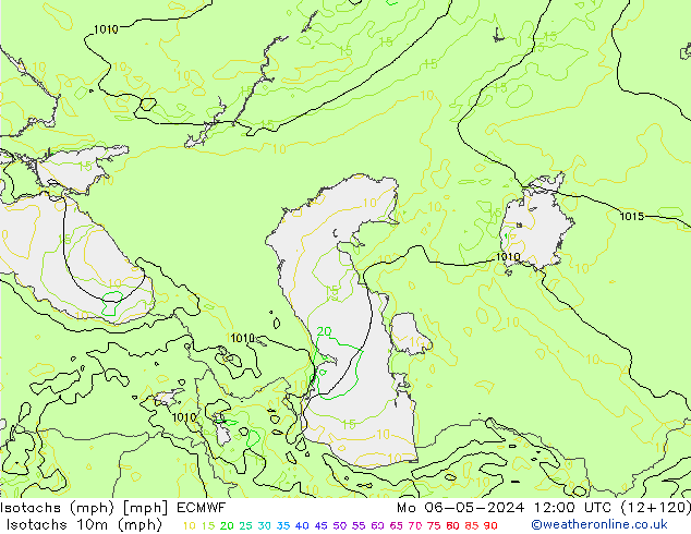 Izotacha (mph) ECMWF pon. 06.05.2024 12 UTC