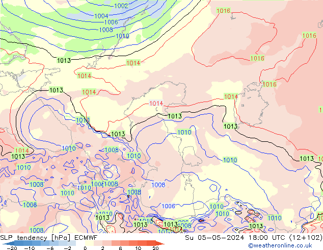 тенденция давления ECMWF Вс 05.05.2024 18 UTC