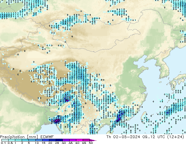 降水 ECMWF 星期四 02.05.2024 12 UTC