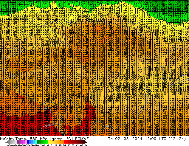 Z500/Rain (+SLP)/Z850 ECMWF 星期四 02.05.2024 12 UTC