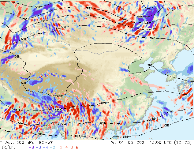 T-Adv. 500 hPa ECMWF 星期三 01.05.2024 15 UTC