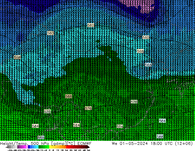 Z500/Rain (+SLP)/Z850 ECMWF 星期三 01.05.2024 18 UTC