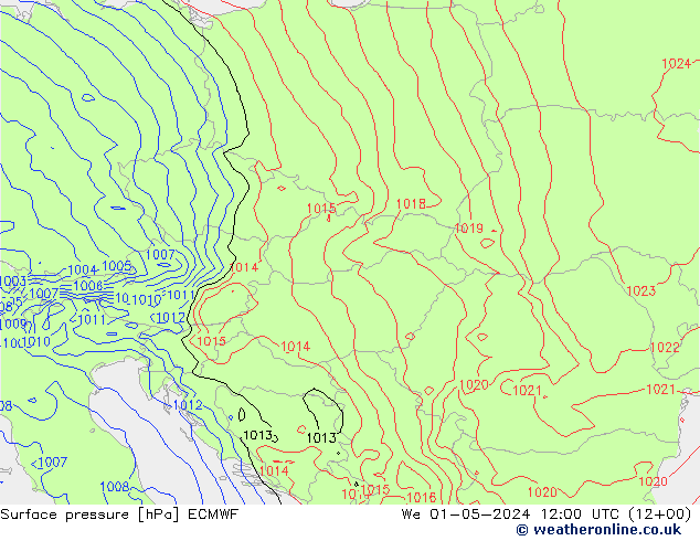 Luchtdruk (Grond) ECMWF wo 01.05.2024 12 UTC