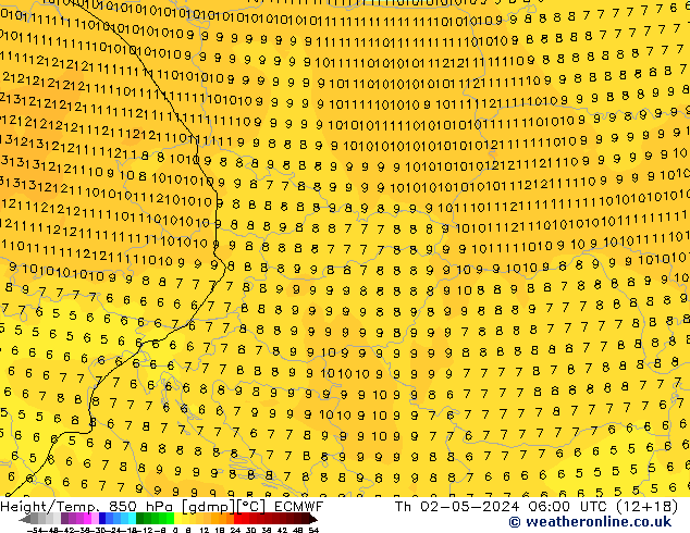 Z500/Rain (+SLP)/Z850 ECMWF Th 02.05.2024 06 UTC