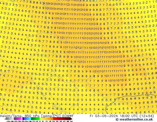 Z500/Rain (+SLP)/Z850 ECMWF vie 03.05.2024 18 UTC