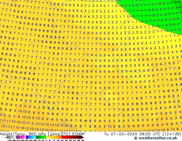 Z500/Regen(+SLP)/Z850 ECMWF di 07.05.2024 06 UTC