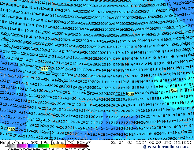 Z500/Rain (+SLP)/Z850 ECMWF сб 04.05.2024 00 UTC