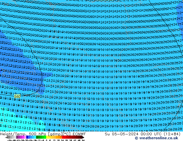 Z500/Rain (+SLP)/Z850 ECMWF Su 05.05.2024 00 UTC