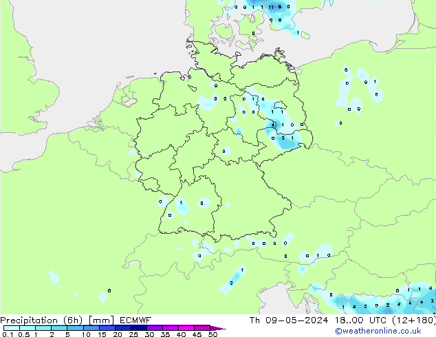 Precipitação (6h) ECMWF Qui 09.05.2024 00 UTC