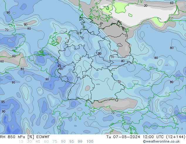 RH 850 hPa ECMWF Di 07.05.2024 12 UTC