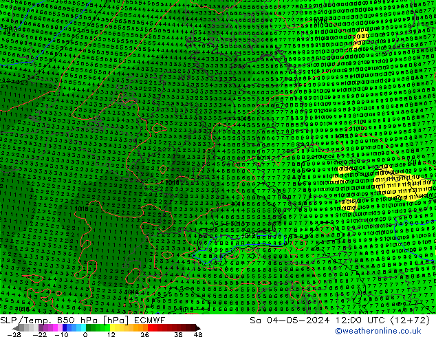 SLP/Temp. 850 hPa ECMWF Sa 04.05.2024 12 UTC