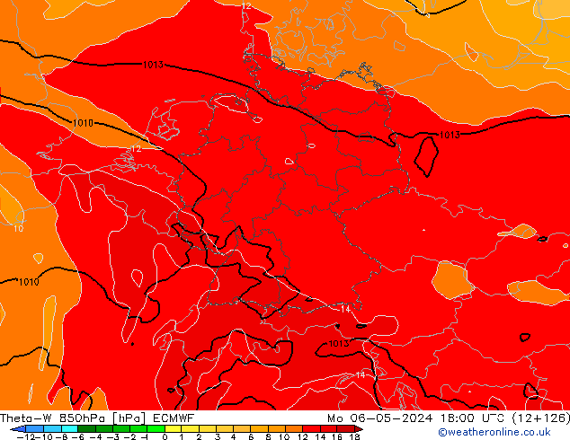 Theta-W 850гПа ECMWF пн 06.05.2024 18 UTC