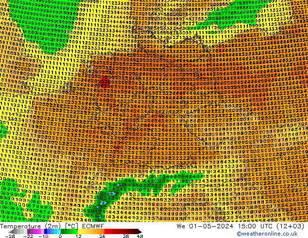 Temperatura (2m) ECMWF mié 01.05.2024 15 UTC