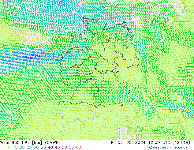 Wind 850 hPa ECMWF Fr 03.05.2024 12 UTC