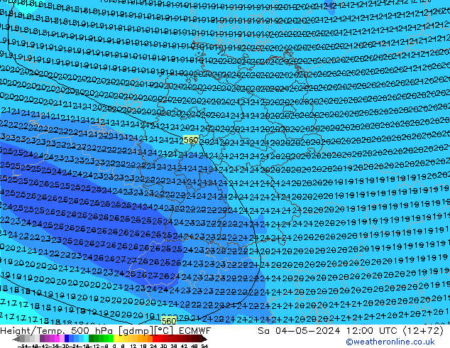 Z500/Rain (+SLP)/Z850 ECMWF Sa 04.05.2024 12 UTC