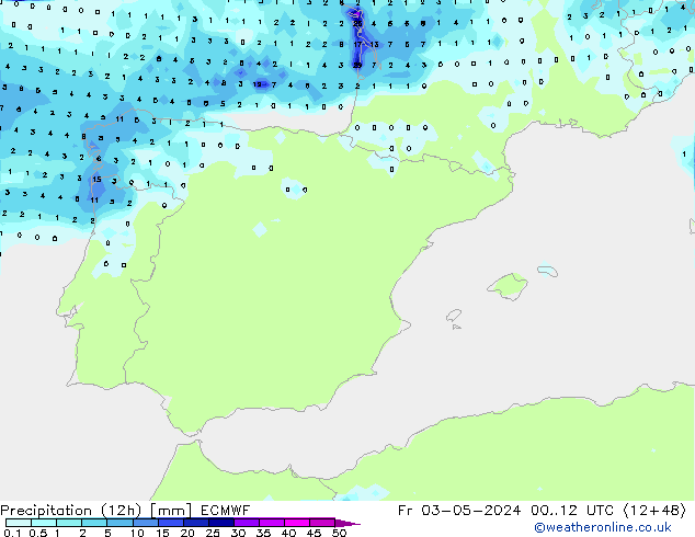 Précipitation (12h) ECMWF ven 03.05.2024 12 UTC