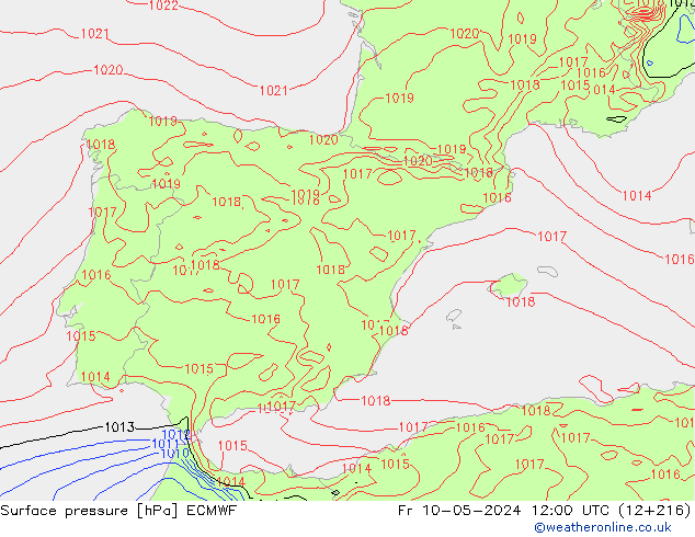 pression de l'air ECMWF ven 10.05.2024 12 UTC