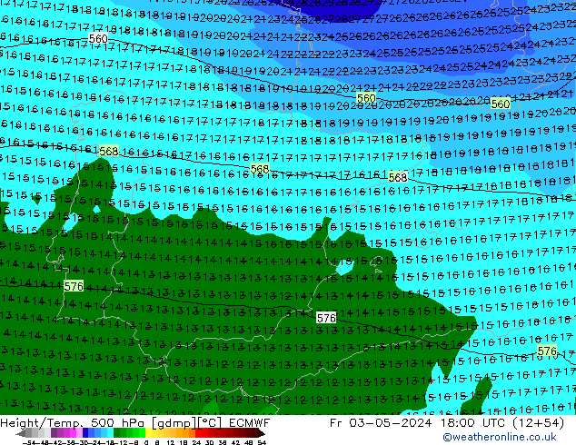 Z500/Rain (+SLP)/Z850 ECMWF ven 03.05.2024 18 UTC