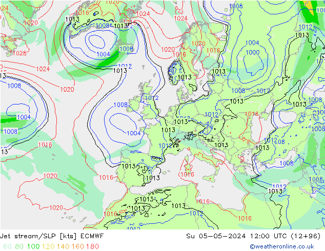 Jet stream/SLP ECMWF Ne 05.05.2024 12 UTC