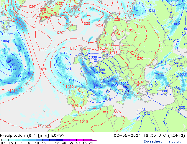 Z500/Rain (+SLP)/Z850 ECMWF jeu 02.05.2024 00 UTC