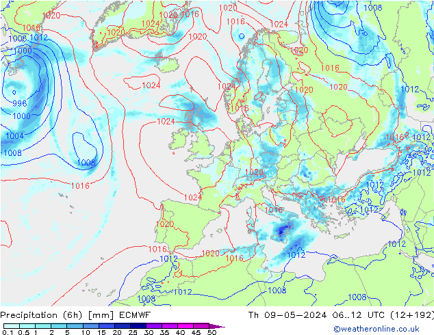 Z500/Yağmur (+YB)/Z850 ECMWF Per 09.05.2024 12 UTC