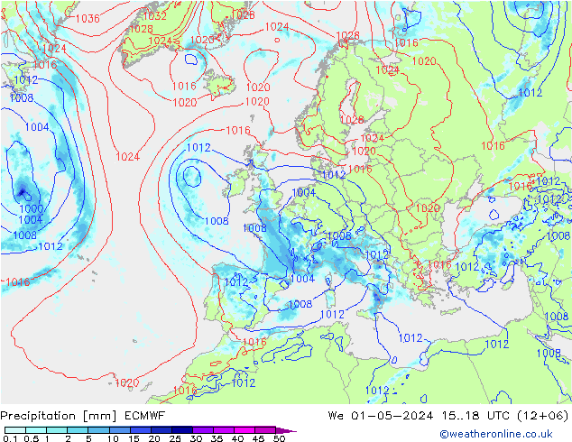 Precipitation ECMWF We 01.05.2024 18 UTC