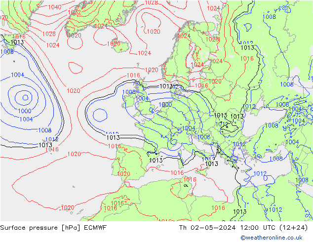 Bodendruck ECMWF Do 02.05.2024 12 UTC