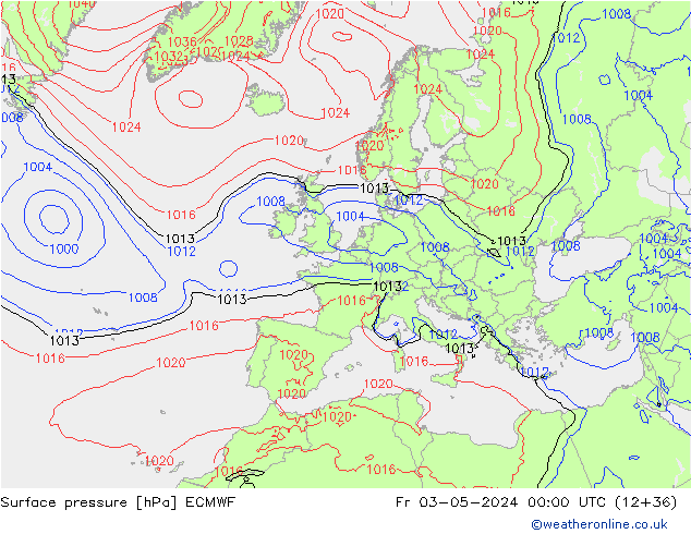 Surface pressure ECMWF Fr 03.05.2024 00 UTC